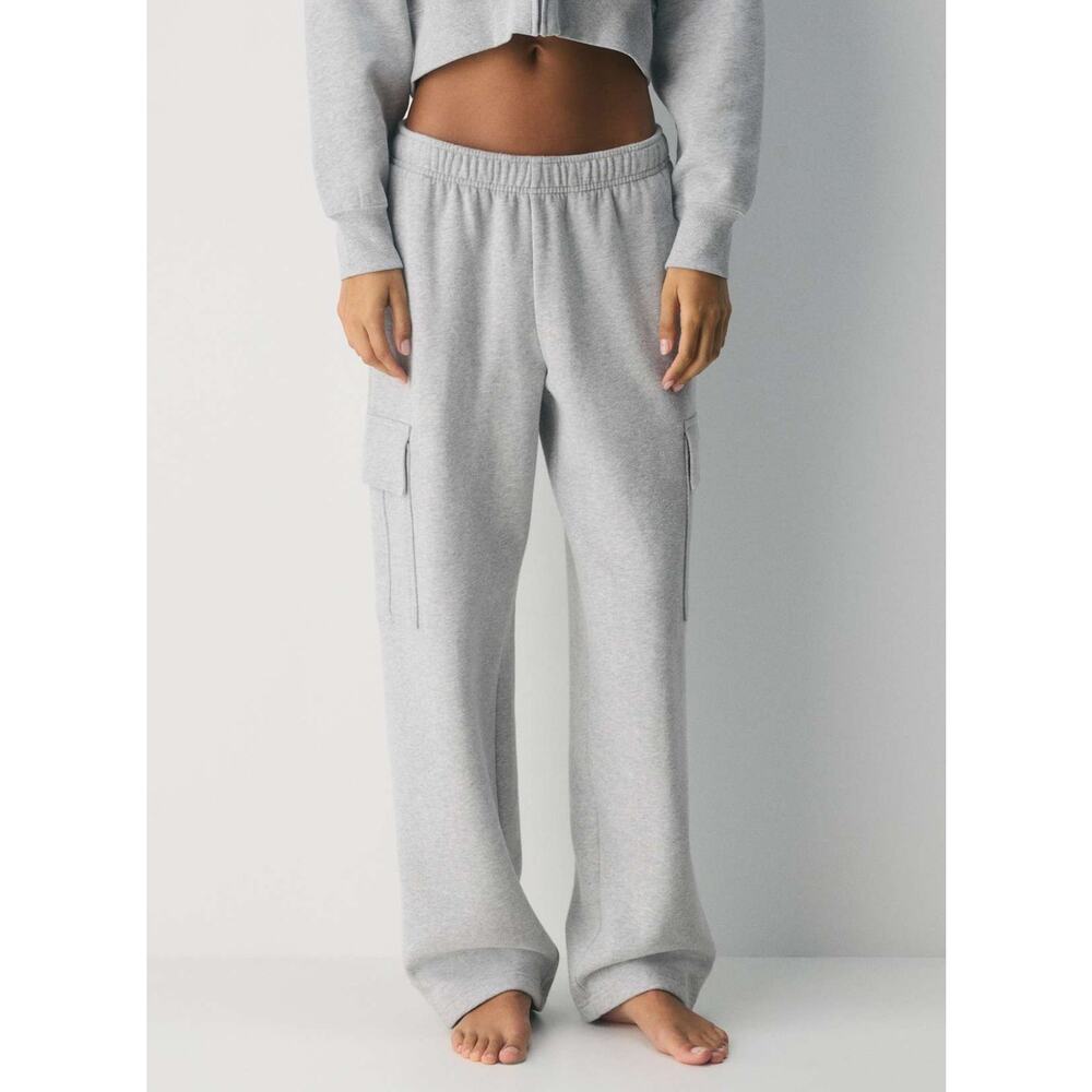 Aritzia Sweatfleece Cozy Fleece Mega Fit Cargo Sweatpants, Sz Sm, Heather Chrome
